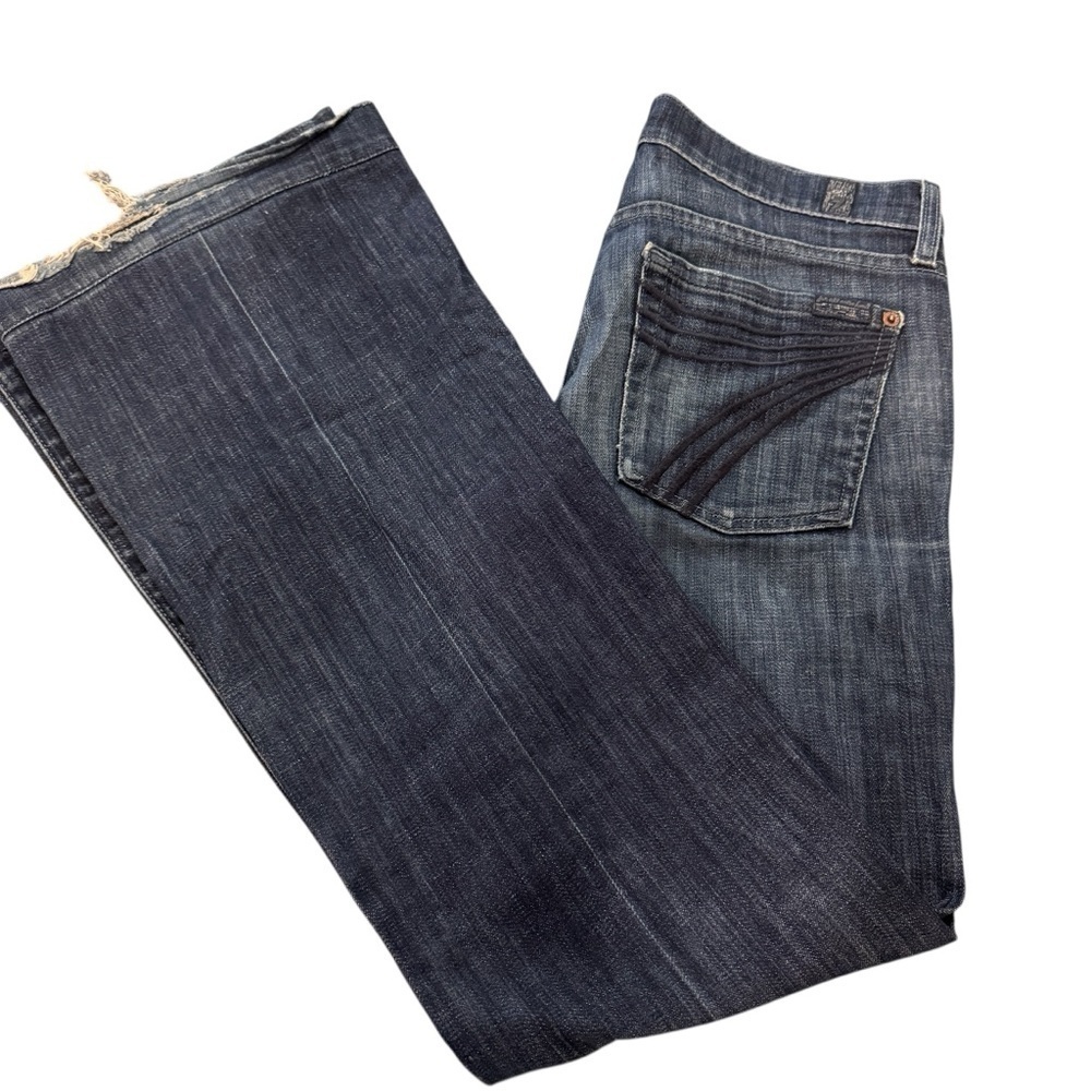 7 for all Mankind Dojo Women’s Jeans Wide Leg Flare Blue Size 27 Y2K